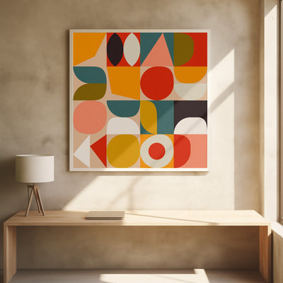 Bauhaus Modern Bold - Square Stretched Canvas, Poster or Fine Art Print I Heart Wall Art