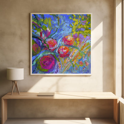 Vivid Blooms Dance - Square Stretched Canvas, Poster or Fine Art Print I Heart Wall Art