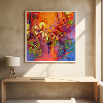 Vivid Sunburst - Square Stretched Canvas, Poster or Fine Art Print I Heart Wall Art