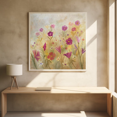 Flowers In the Mist - Square Stretched Canvas, Poster or Fine Art Print I Heart Wall Art