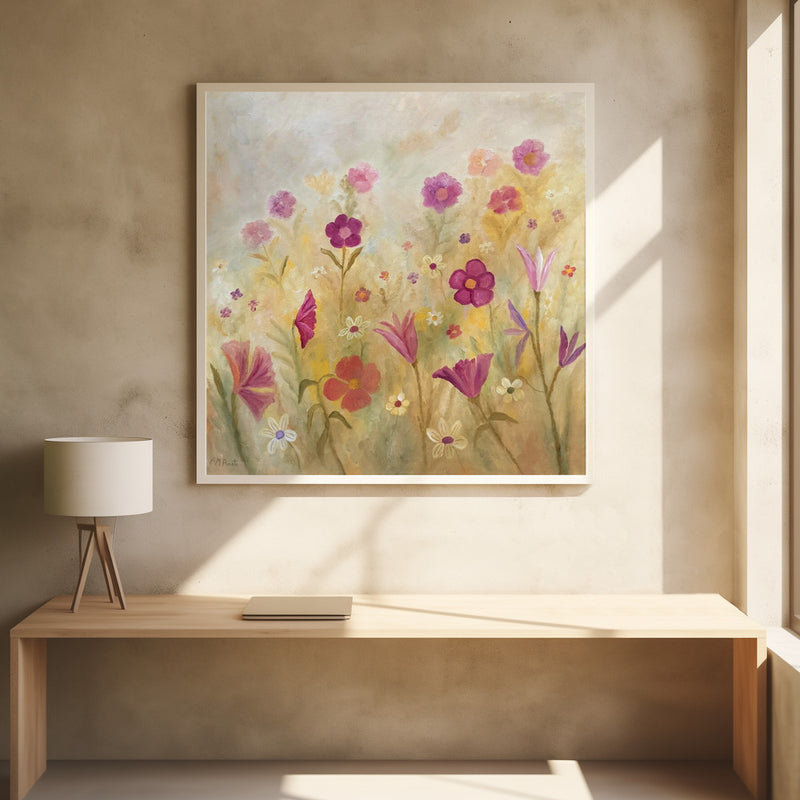 Flowers In the Mist - Square Stretched Canvas, Poster or Fine Art Print I Heart Wall Art