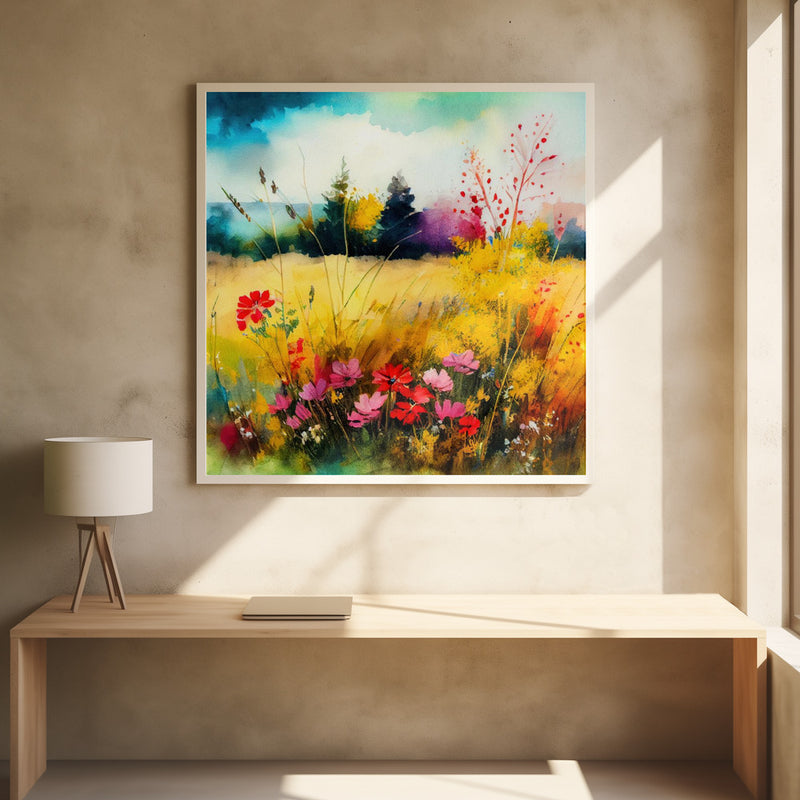 Idyllic Meadow (2) - Square Stretched Canvas, Poster or Fine Art Print I Heart Wall Art