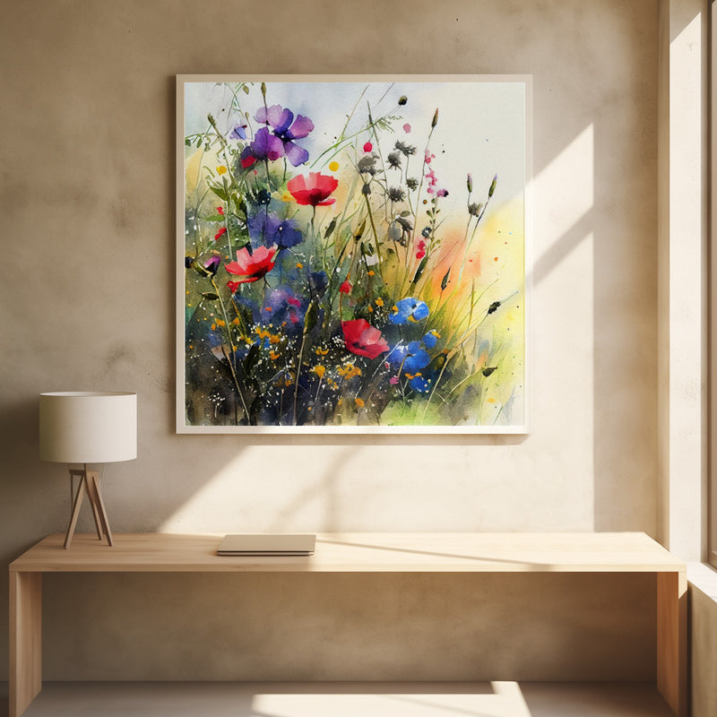 Idyllic Meadow (6) - Square Stretched Canvas, Poster or Fine Art Print I Heart Wall Art