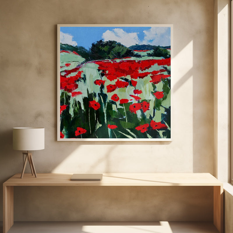 Poppies - Square Stretched Canvas, Poster or Fine Art Print I Heart Wall Art