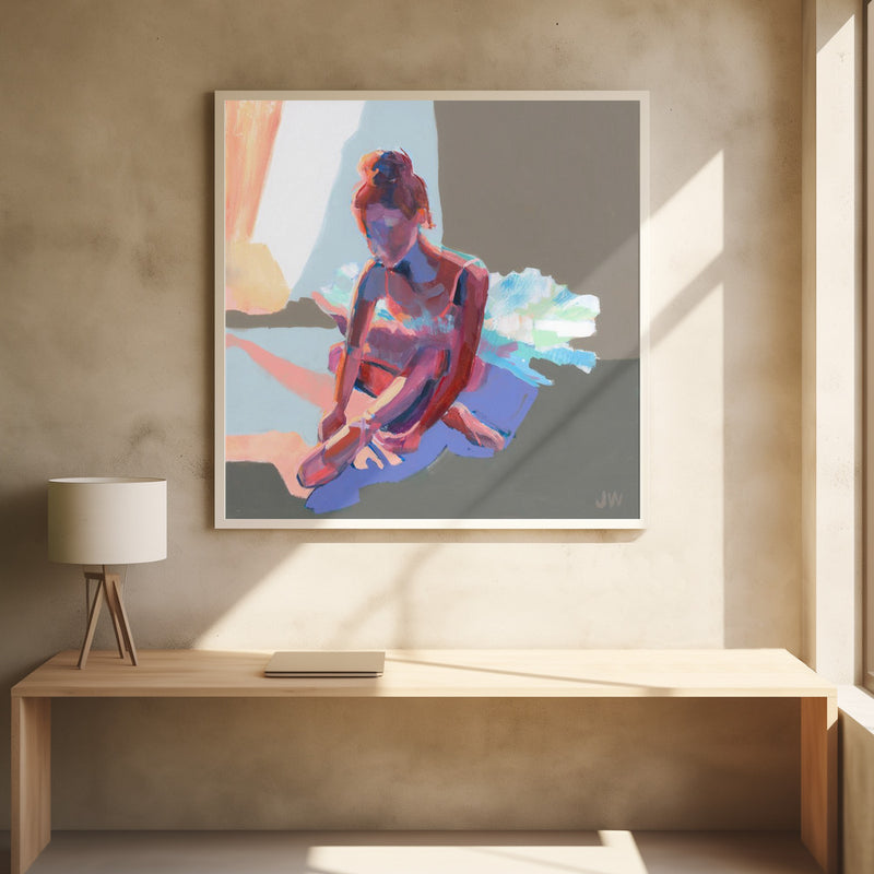 Ballerina Sitting - Square Stretched Canvas, Poster or Fine Art Print I Heart Wall Art