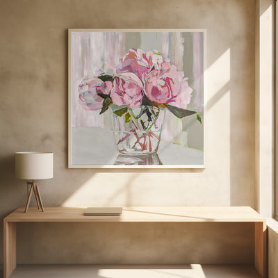 Peonies - Square Stretched Canvas, Poster or Fine Art Print I Heart Wall Art