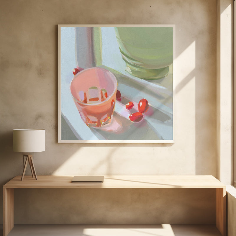 Pink Glass - Square Stretched Canvas, Poster or Fine Art Print I Heart Wall Art