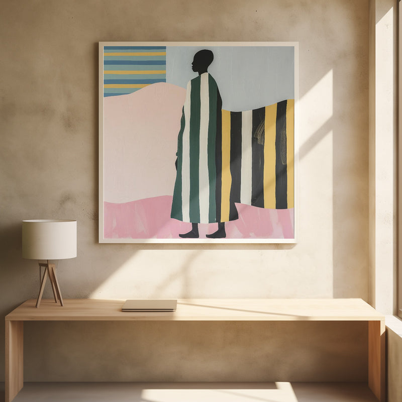 Man In Stripes - Square Stretched Canvas, Poster or Fine Art Print I Heart Wall Art