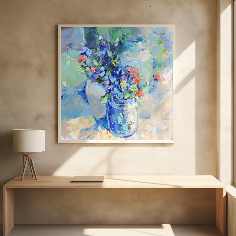 Wild Flowers - Square Stretched Canvas, Poster or Fine Art Print I Heart Wall Art