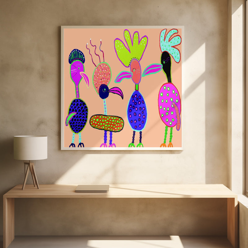 Chatter Boxes - Square Stretched Canvas, Poster or Fine Art Print I Heart Wall Art