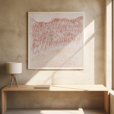 Crimson Wavescape - Square Stretched Canvas, Poster or Fine Art Print I Heart Wall Art