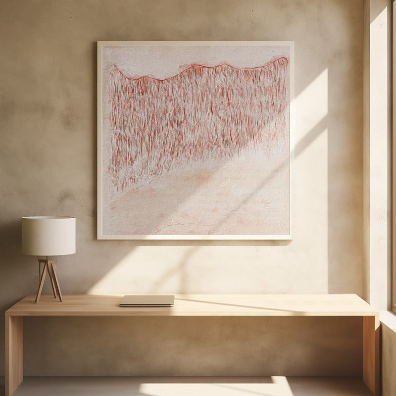 Crimson Wavescape - Square Stretched Canvas, Poster or Fine Art Print I Heart Wall Art