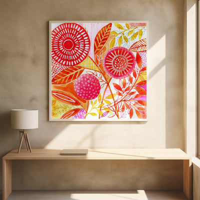 Layered Botanical Watercolour - Square Stretched Canvas, Poster or Fine Art Print I Heart Wall Art