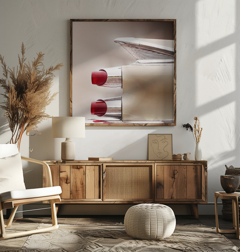 American classic car Custom Royal 1959 tail fin - Square Stretched Canvas, Poster or Fine Art Print I Heart Wall Art