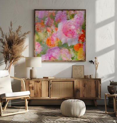My Rose Garden Impression - Square Stretched Canvas, Poster or Fine Art Print I Heart Wall Art