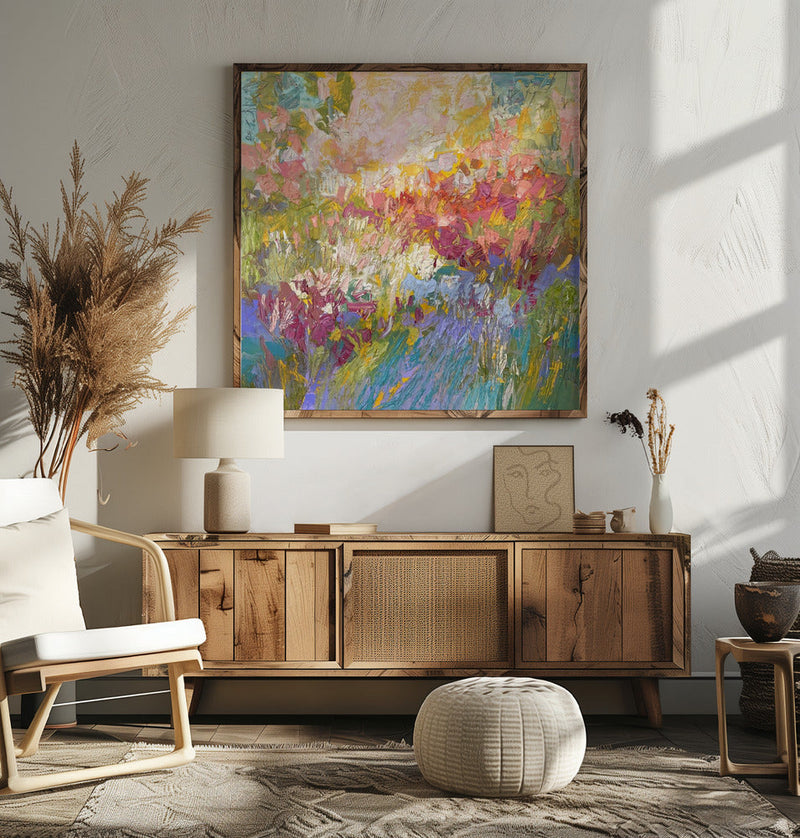 Radiant Floral Harmony - Square Stretched Canvas, Poster or Fine Art Print I Heart Wall Art