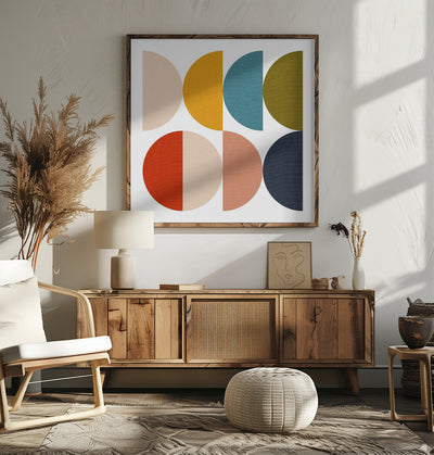Mid Century Geometric Color Play - Square Stretched Canvas, Poster or Fine Art Print I Heart Wall Art
