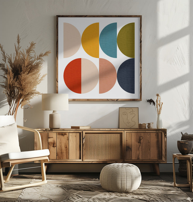 Mid Century Geometric Color Play - Square Stretched Canvas, Poster or Fine Art Print I Heart Wall Art