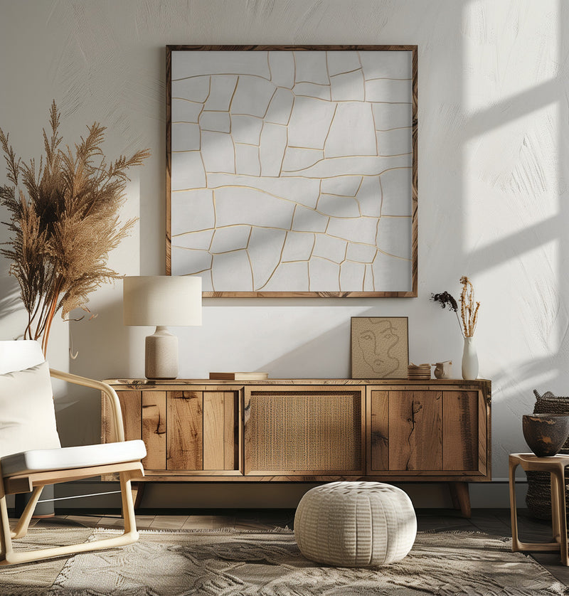 Golden crack A - Square Stretched Canvas, Poster or Fine Art Print I Heart Wall Art