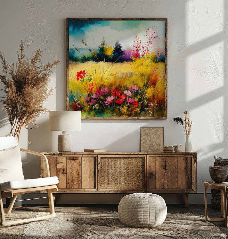 Idyllic Meadow (2) - Square Stretched Canvas, Poster or Fine Art Print I Heart Wall Art