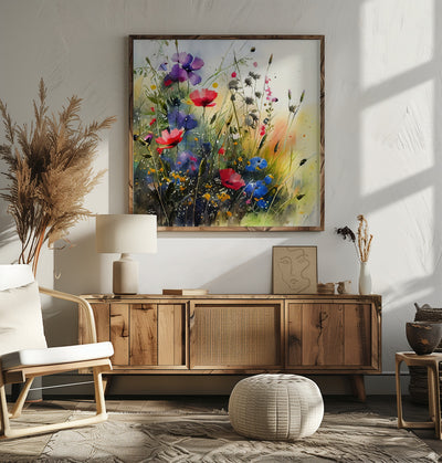 Idyllic Meadow (6) - Square Stretched Canvas, Poster or Fine Art Print I Heart Wall Art