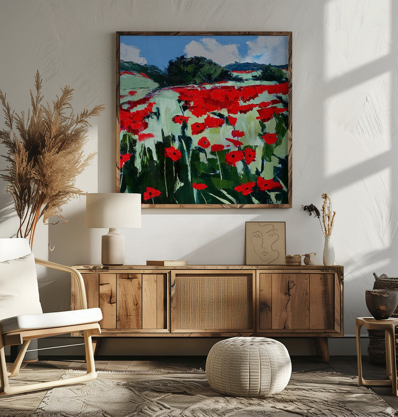 Poppies - Square Stretched Canvas, Poster or Fine Art Print I Heart Wall Art