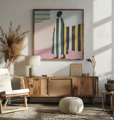 Man In Stripes - Square Stretched Canvas, Poster or Fine Art Print I Heart Wall Art