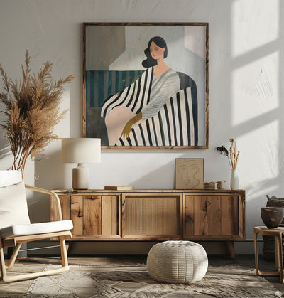 Woman In Recline - Square Stretched Canvas, Poster or Fine Art Print I Heart Wall Art