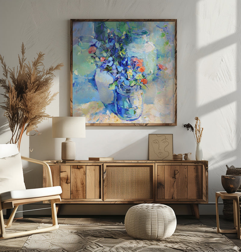 Wild Flowers - Square Stretched Canvas, Poster or Fine Art Print I Heart Wall Art