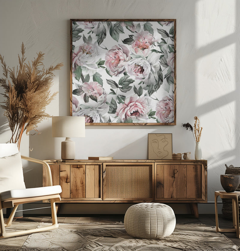 Watercolor Botany Floral Art 7 - Square Stretched Canvas, Poster or Fine Art Print I Heart Wall Art