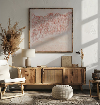 Crimson Wavescape - Square Stretched Canvas, Poster or Fine Art Print I Heart Wall Art