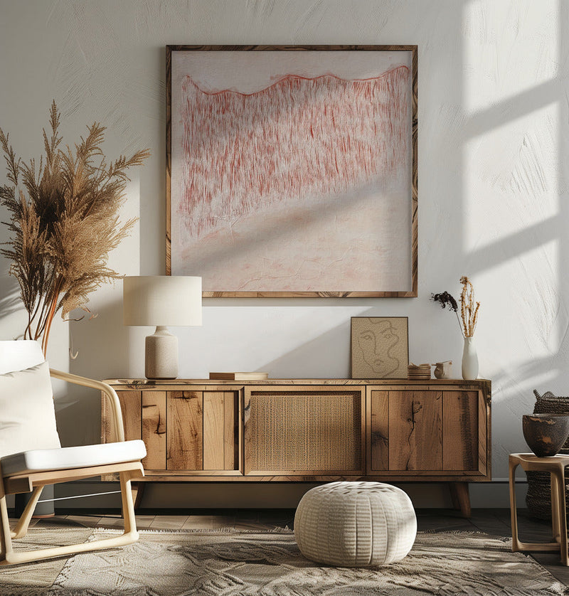 Crimson Wavescape - Square Stretched Canvas, Poster or Fine Art Print I Heart Wall Art