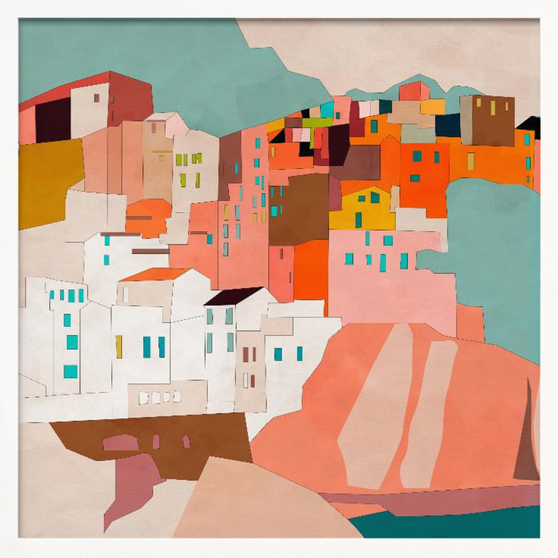 Vernazza 2 Kopie - Square Stretched Canvas, Poster or Fine Art Print I Heart Wall Art