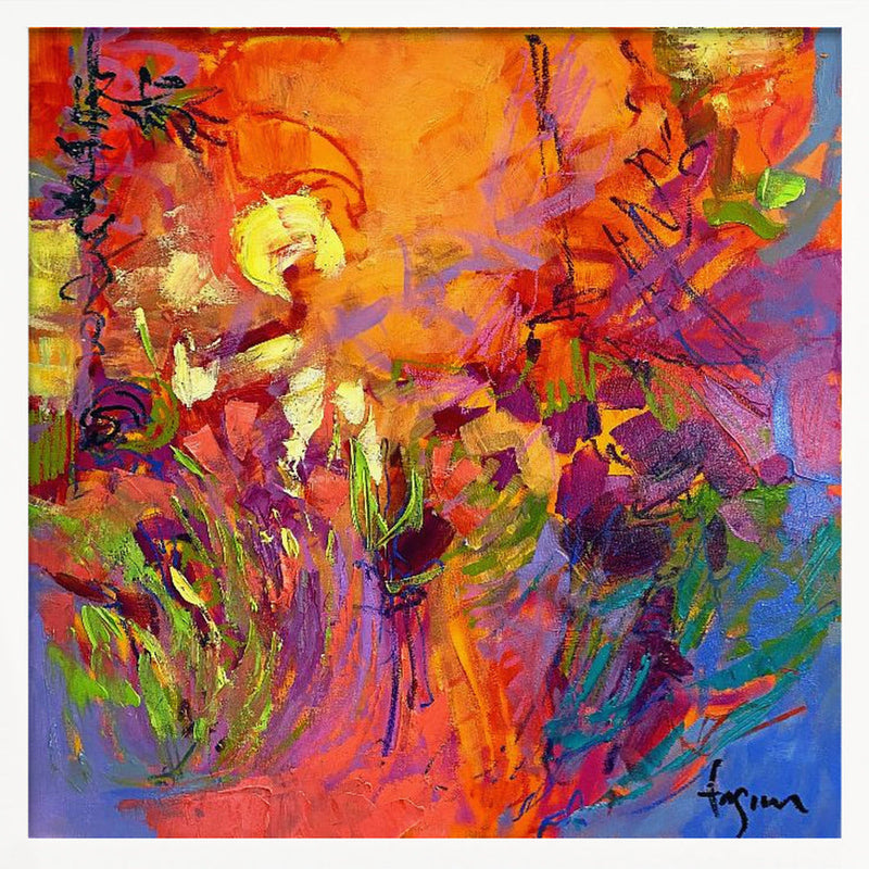 Vivid Sunburst - Square Stretched Canvas, Poster or Fine Art Print I Heart Wall Art