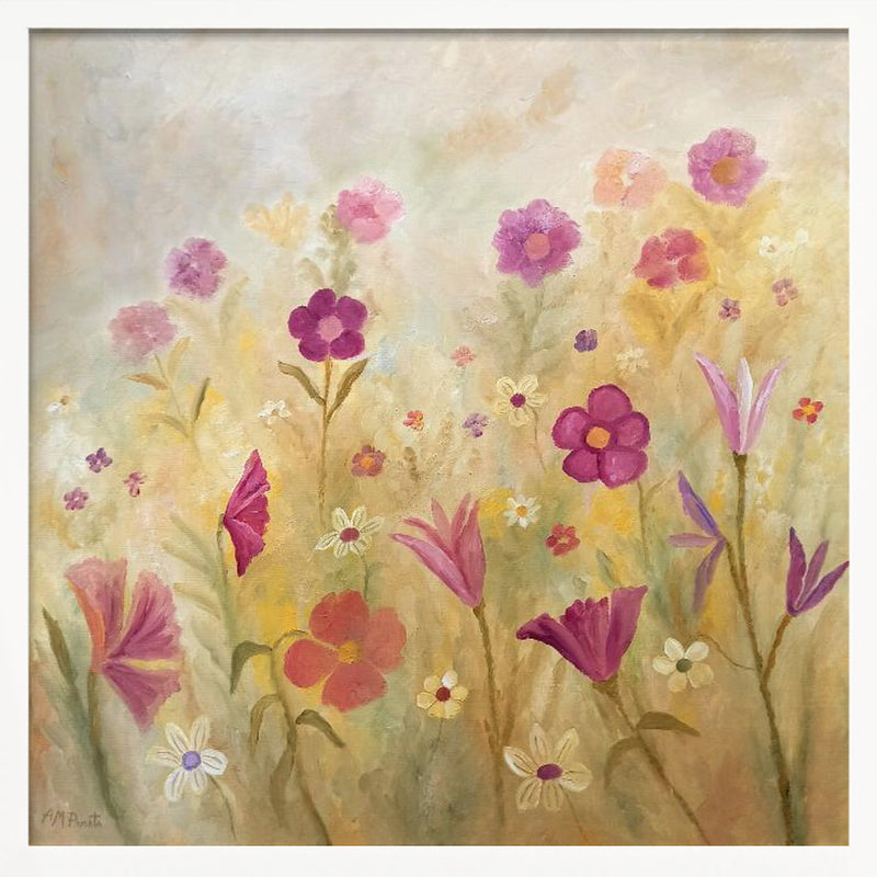 Flowers In the Mist - Square Stretched Canvas, Poster or Fine Art Print I Heart Wall Art