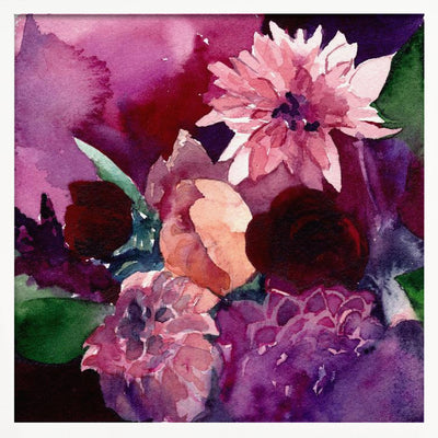 Dahlias Small - Square Stretched Canvas, Poster or Fine Art Print I Heart Wall Art