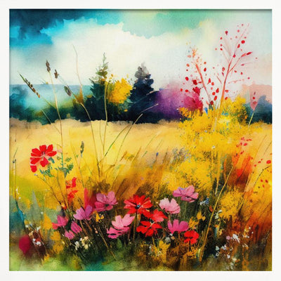Idyllic Meadow (2) - Square Stretched Canvas, Poster or Fine Art Print I Heart Wall Art