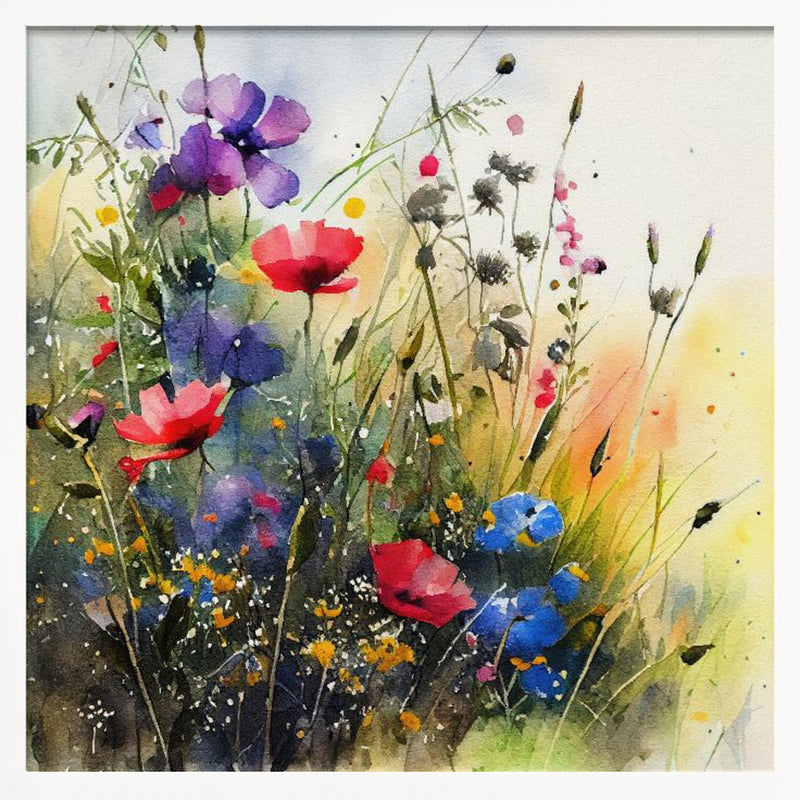 Idyllic Meadow (6) - Square Stretched Canvas, Poster or Fine Art Print I Heart Wall Art