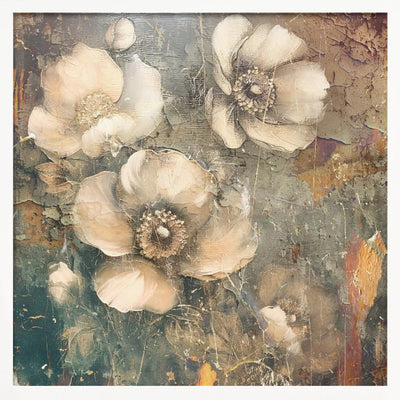 Flowers Floral Art Illustration 10 - Square Stretched Canvas, Poster or Fine Art Print I Heart Wall Art