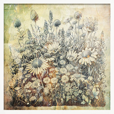 Floral Vintage Art Illustration 20 - Square Stretched Canvas, Poster or Fine Art Print I Heart Wall Art