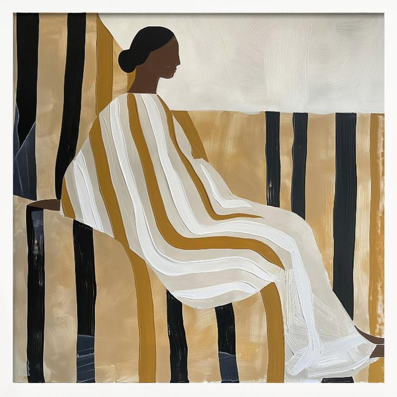 Lady In Stripes - Square Stretched Canvas, Poster or Fine Art Print I Heart Wall Art