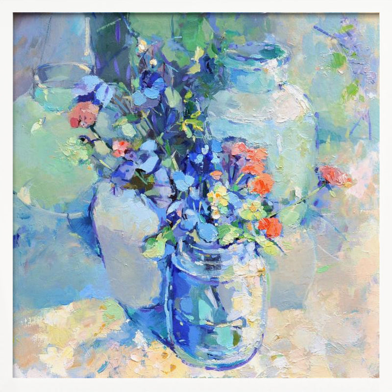 Wild Flowers - Square Stretched Canvas, Poster or Fine Art Print I Heart Wall Art