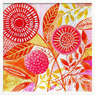 Layered Botanical Watercolour - Square Stretched Canvas, Poster or Fine Art Print I Heart Wall Art