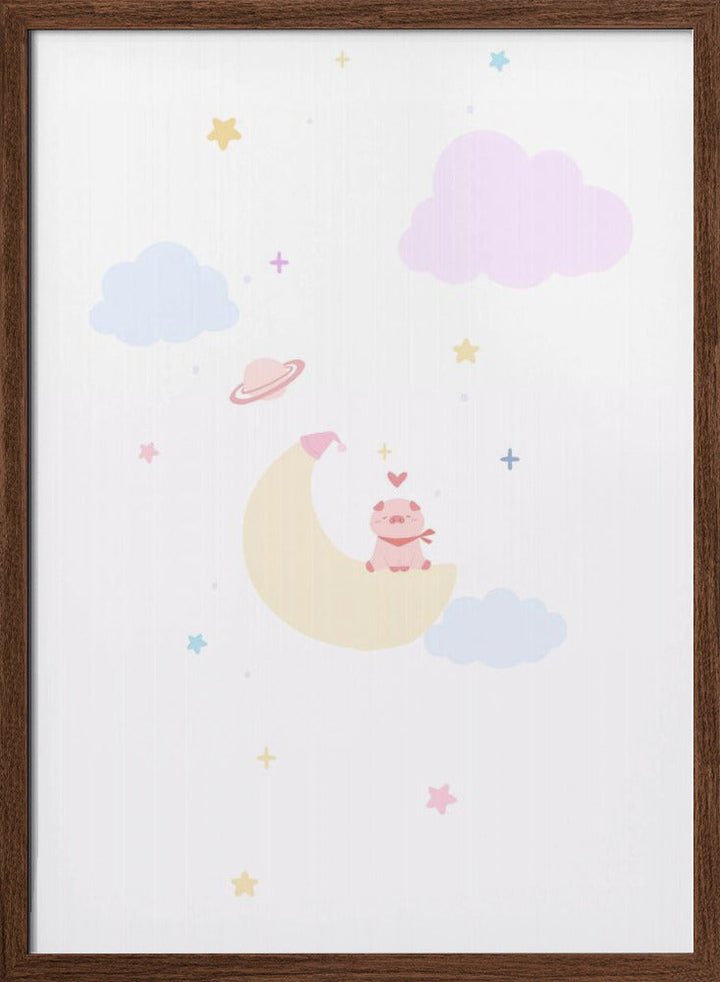 Pig On the Moon - Stretched Canvas, Poster or Fine Art Print I Heart Wall Art