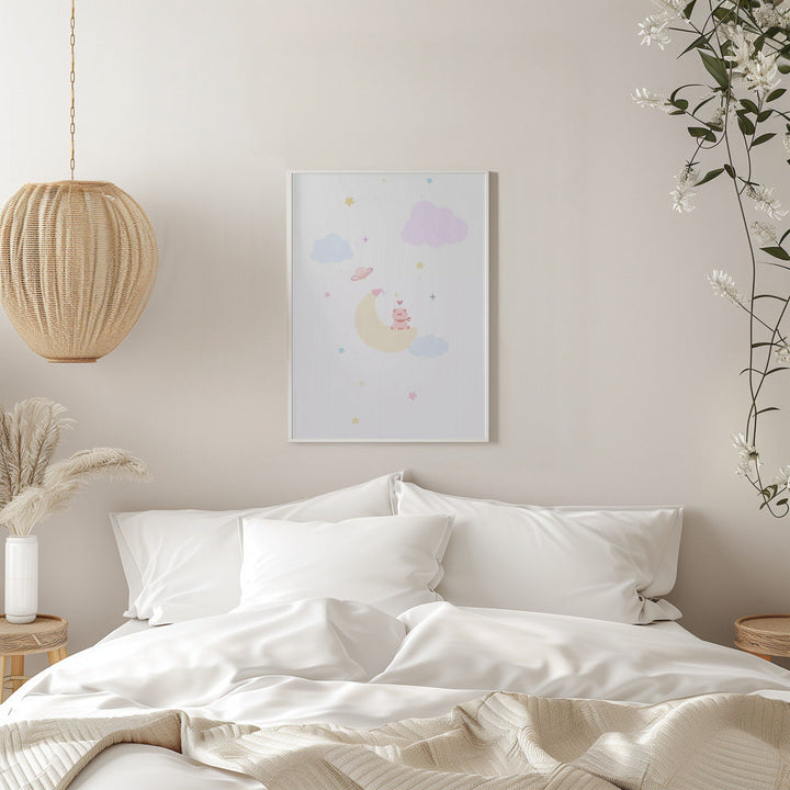Pig On the Moon - Stretched Canvas, Poster or Fine Art Print I Heart Wall Art