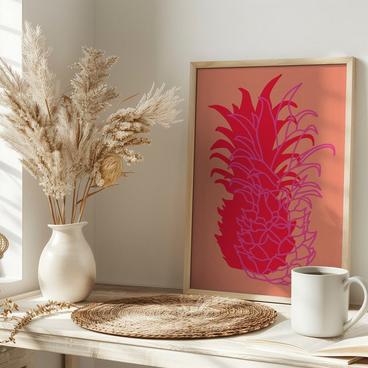 Pineapple Red - Stretched Canvas, Poster or Fine Art Print - I Heart Wall Art - Poster Print, Canvas Print or Framed Art Print