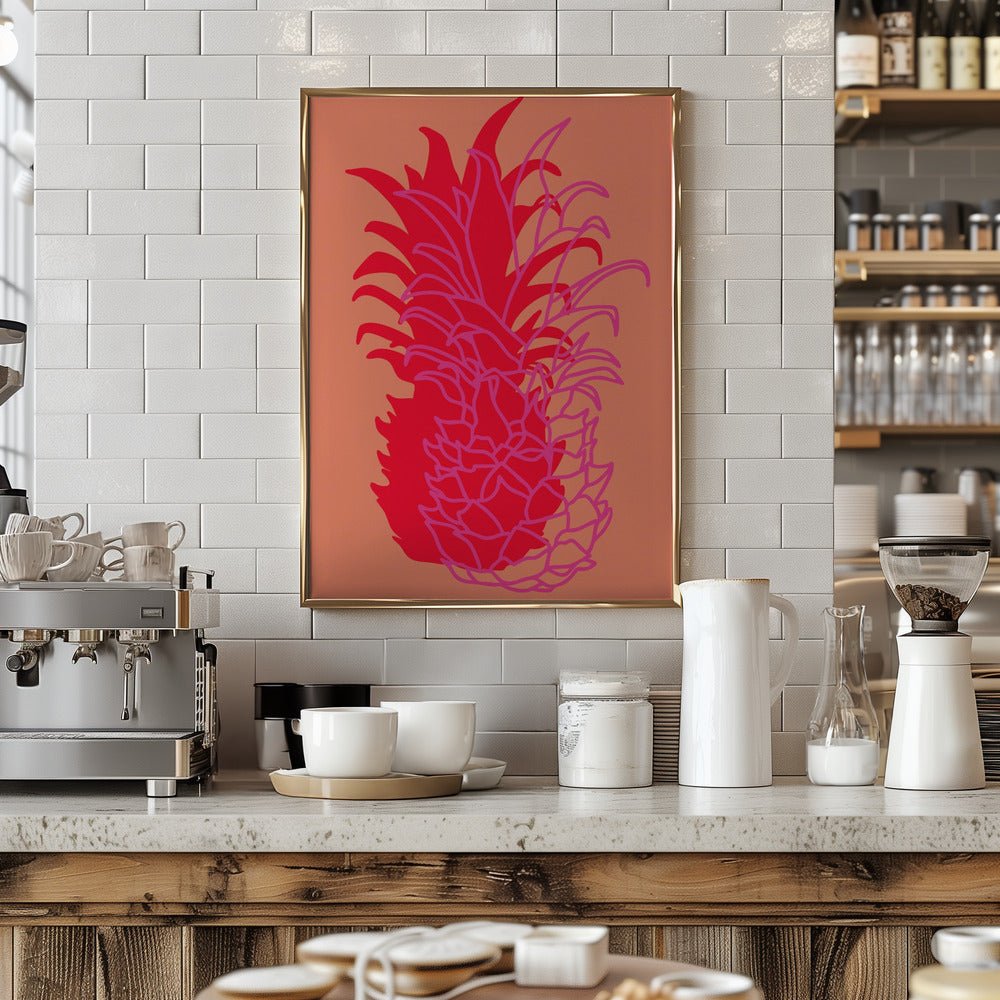 Pineapple Red - Stretched Canvas, Poster or Fine Art Print - I Heart Wall Art - Poster Print, Canvas Print or Framed Art Print