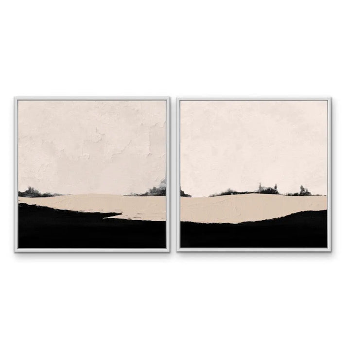 Pink and Black Mountain Landscape Set - Artwork by Paint It Black Studio  - Two Piece Square Abstract Print Set I Heart Wall Art Australia 