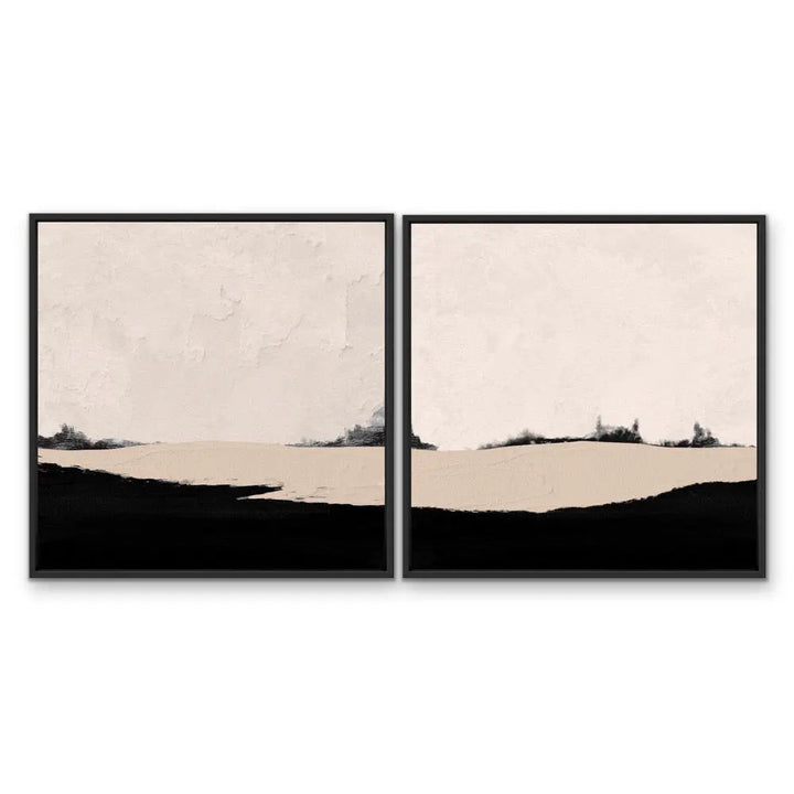 Pink and Black Mountain Landscape Set - Artwork by Paint It Black Studio  - Two Piece Square Abstract Print Set I Heart Wall Art Australia 