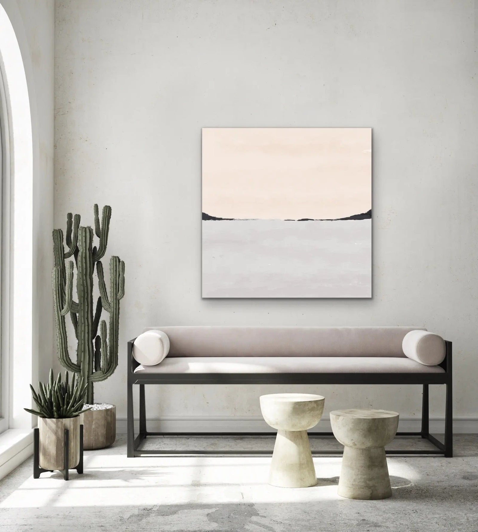 Pink and Grey Mountain Landscape 2 - Artwork By Paint It Black Studio - Stretched Canvas Canvas Print or Framed Art Print I Heart Wall Art Australia 